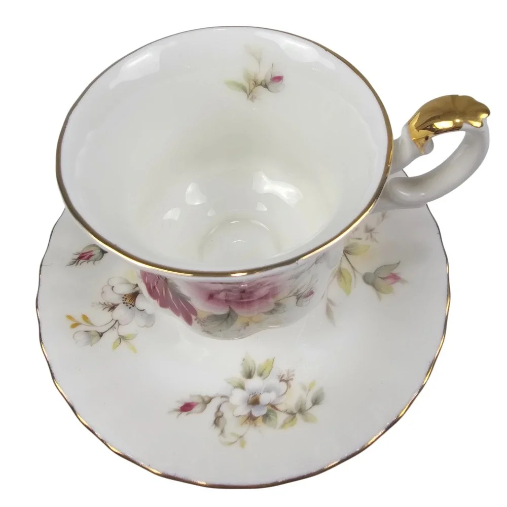 Royal Albert Bone China‎ Teacup Saucer Set Danbury Mint Pink Rose Floral England